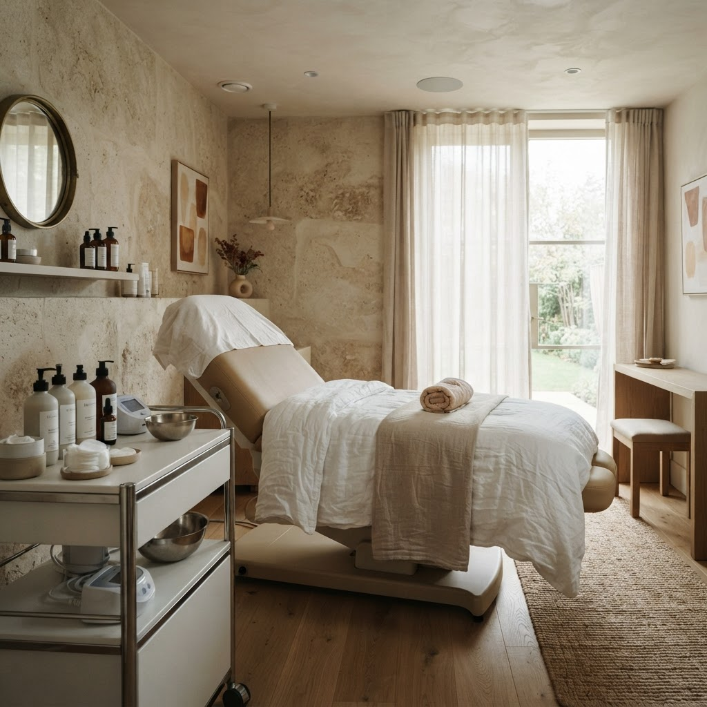 Serene luxury medical spa treatment room