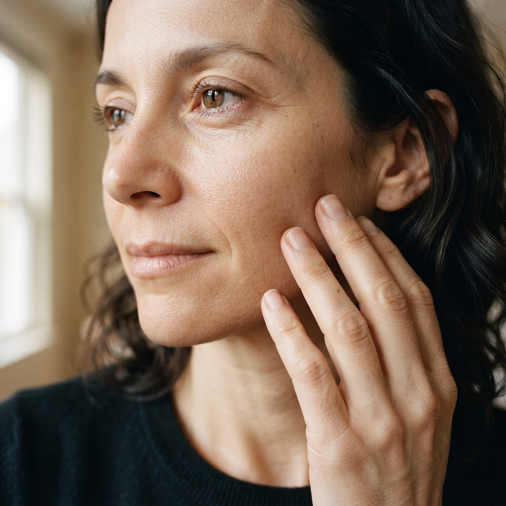 Close beauty detail showing luminous healthy skin